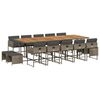vidaXL Set comedor de jard&iacute;n con cojines 15 pzas rat&aacute;n sint&eacute;tico gris