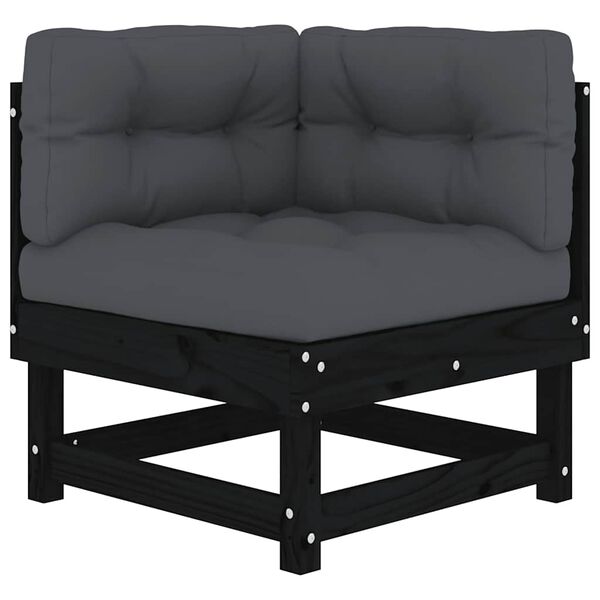 vidaXL Sof&aacute; esquinero con cojines madera maciza de pino negro