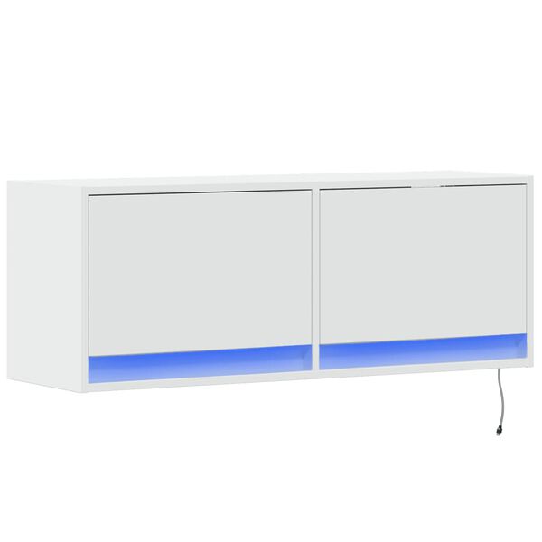 vidaXL Mueble de TV de pared con luces LED blanco 100x31x35 cm