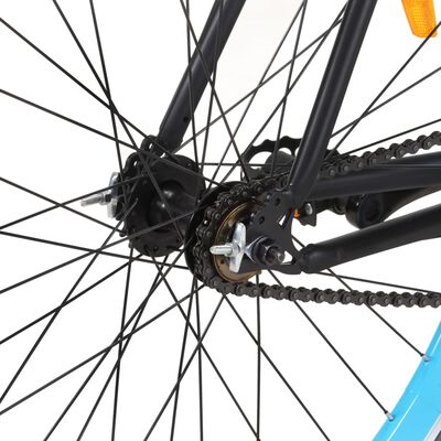 vidaXL Bicicleta de piñón fijo negro y azul 700c 55 cm
