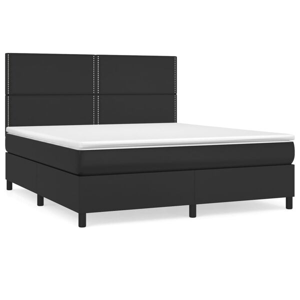 vidaXL Cama box spring con colch&oacute;n cuero sint&eacute;tico negro 160x200 cm