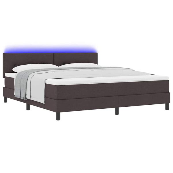 vidaXL Cama tipo Box Spring con LED Marr&oacute;n Oscuro 180 x 200 cm tela