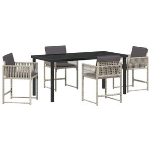 vidaXL Conjunto de Comedor de Jard&iacute;n 5 pcs Gris Claro rat&aacute;n sint&eacute;tico