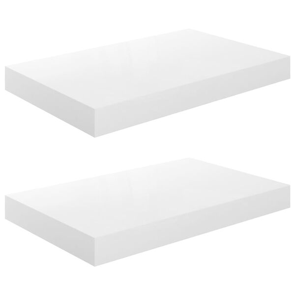 vidaXL Estante flotante de pared 2 uds MDF blanco brillo 40x23x3,8 cm