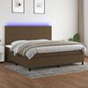 vidaXL Cama box spring colch&oacute;n luces LED tela marr&oacute;n oscuro 200x200 cm