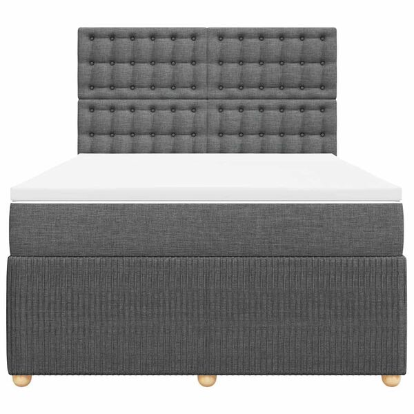 vidaXL Cama box spring con colch&oacute;n tela gris oscuro 140x190 cm