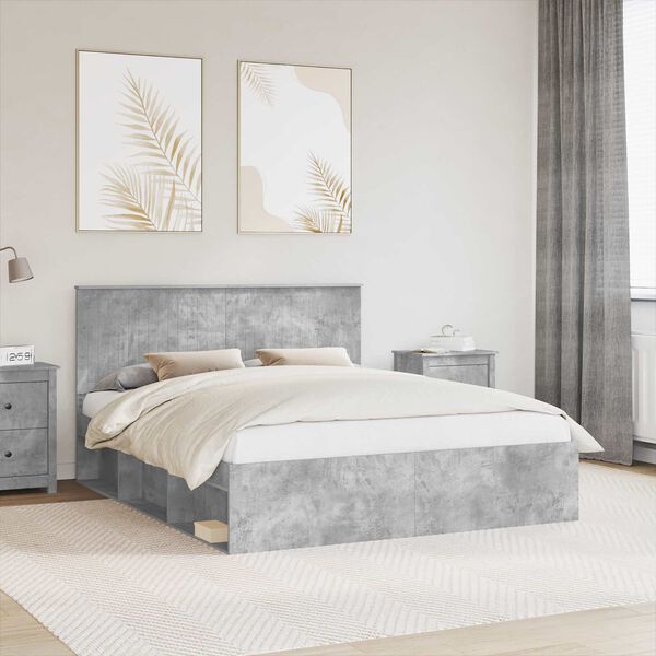 vidaXL Estructura de cama Concreto 160 x 200 cm Madera de pino macizo