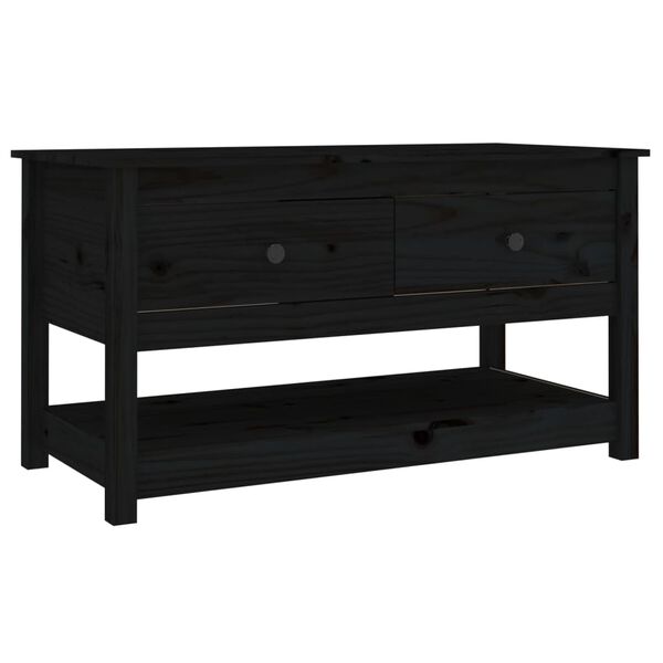 vidaXL Mesa de centro de madera maciza de pino negro 102x49x55 cm