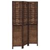 vidaXL Biombo separador de 3 paneles madera paulownia marr&oacute;n oscuro