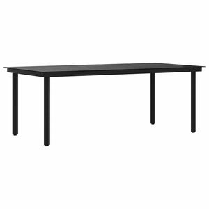 vidaXL Mesa de comedor para jard&iacute;n acero y vidrio negro 200x100x74 cm