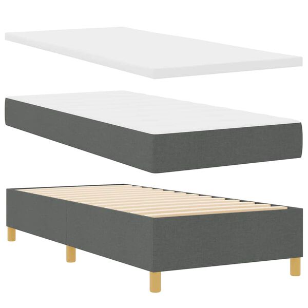 vidaXL Cama tipo Box Spring con colch&oacute;n Gris oscuro 80 x 200 cm tela