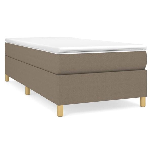 vidaXL Cama box spring con colch&oacute;n tela gris taupe 90x200 cm