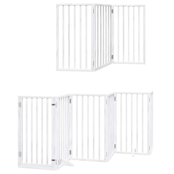 vidaXL Puerta de perros plegable 12 paneles madera &aacute;lamo blanca 600 cm