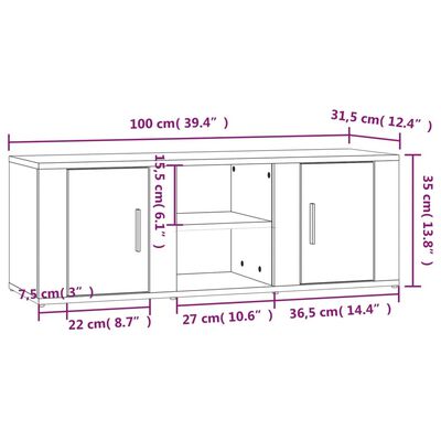 vidaXL Mueble para TV madera contrachapada blanco 100x31,5x35 cm