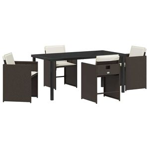 vidaXL Conjunto de Comedor de Jard&iacute;n 5 pcs Marr&oacute;n rat&aacute;n sint&eacute;tico
