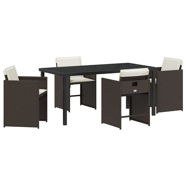 vidaXL Conjunto de Comedor de Jard&iacute;n 5 pcs Marr&oacute;n rat&aacute;n sint&eacute;tico