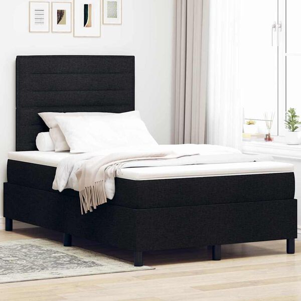 vidaXL Cama tipo Box Spring con colch&oacute;n Negro 120 x 190 cm tela