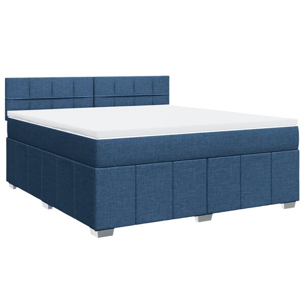 vidaXL Cama box spring con colch&oacute;n tela azul 180x200 cm