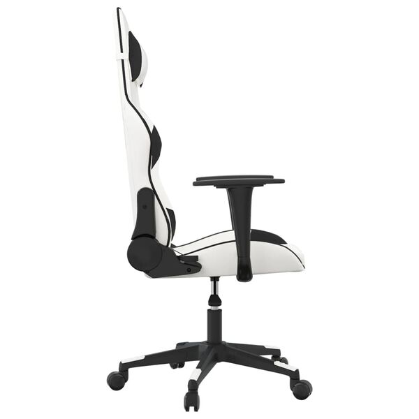 vidaXL Silla gaming cuero sint&eacute;tico blanco y negro