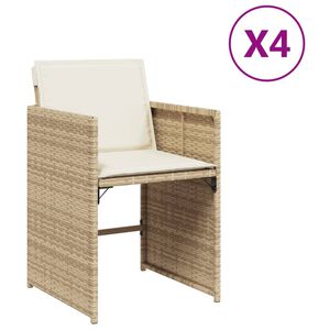 vidaXL Sillas de jard&iacute;n con cojines 4 uds rat&aacute;n sint&eacute;tico beige