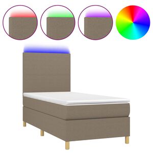 vidaXL Cama box spring colch&oacute;n y luces LED gris taupe 80x200 cm