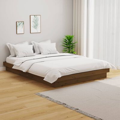 Estructura de cama matrimonio vidaXL madera maciza gris 135x190cm 19,75Kg,  Camas plegables, Los mejores precios