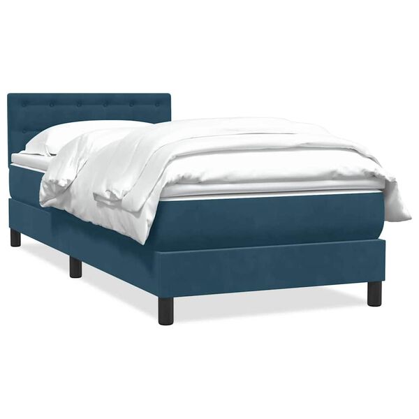 vidaXL Cama box spring con colch&oacute;n terciopelo azul oscuro 90x220 cm