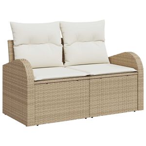 vidaXL Sof&aacute; de jard&iacute;n con coj&iacute;n Beige 124 x 62 x 69cm rat&aacute;n sint&eacute;tico