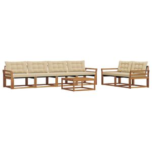 vidaXL Conjunto de sof&aacute;s de exterior con coj&iacute;n 7 pcs Natural y Beige