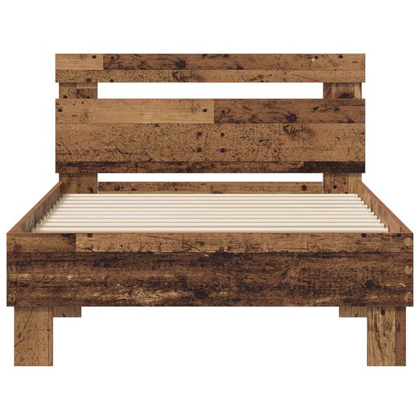 vidaXL Estructura de cama con cabecera Madera vieja 98.5 x 200 cm
