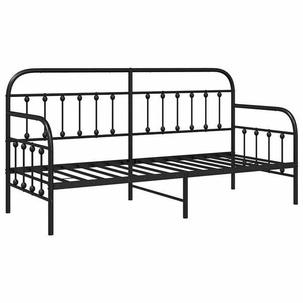 vidaXL Estructura de cama de d&iacute;a con cabecera Negro 75 x 190 cm Acero