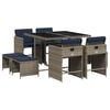 vidaXL Conjunto de comedor de jard&iacute;n de 9 piezas con cojines, polirat&aacute;n gris