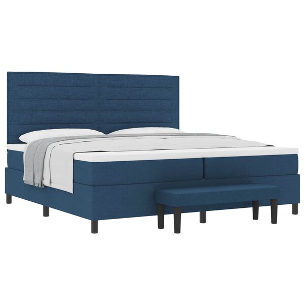 vidaXL Cama tipo Box Spring con colch&oacute;n Azul 200 x 200 cm tela
