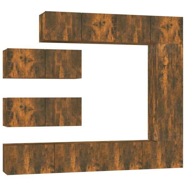 vidaXL Set de muebles de TV 7 pzas madera contrachapada roble ahumado