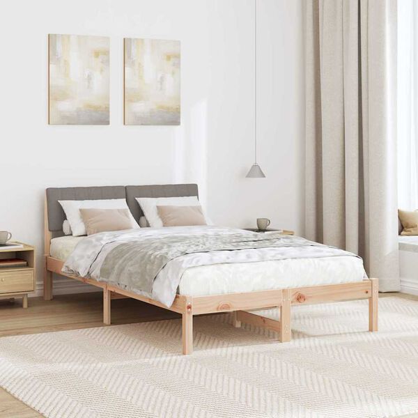 vidaXL Estructura de cama con cabecera Marr&oacute;n y taupe 120 x 200 cm