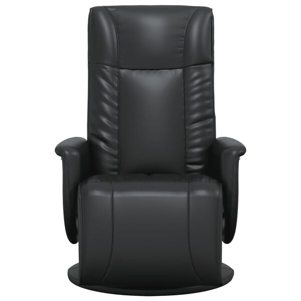vidaXL Sill&oacute;n reclinable con reposapi&eacute;s cuero sint&eacute;tico negro