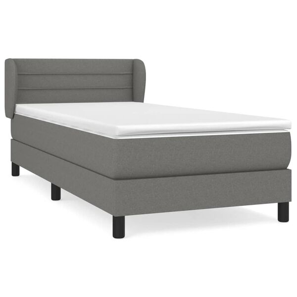 vidaXL Cama box spring con colch&oacute;n tela gris oscuro 80x200 cm