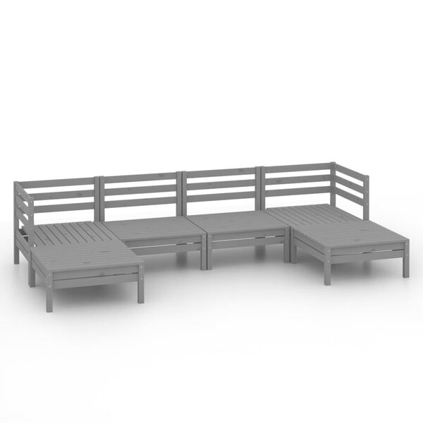 vidaXL Muebles de jard&iacute;n 6 piezas gris madera de pino maciza