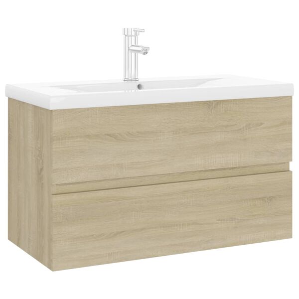 vidaXL Mueble con lavabo madera de ingeniería roble Sonoma