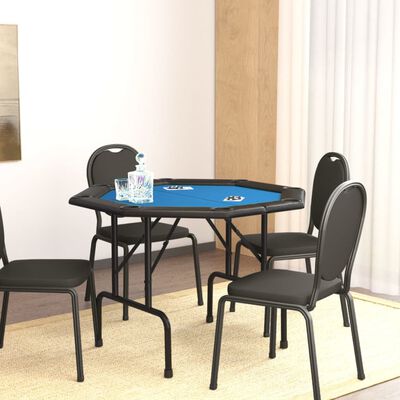 vidaXL Mesa de póquer plegable para 8 jugadores azul 108x108x75 cm