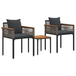 vidaXL Juego de muebles de exterior con coj&iacute;n 3 pcs Gris y Gris Oscuro