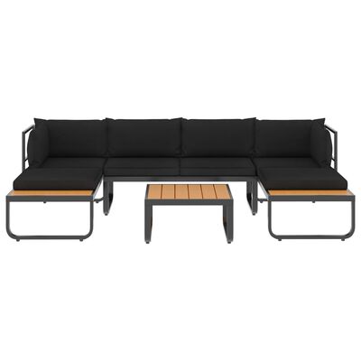 vidaXL Juego de sofás de esquina 4 piezas con cojines aluminio WPC