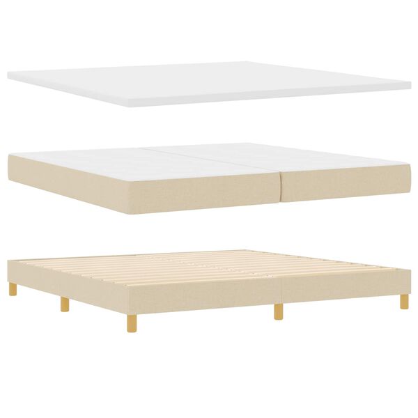 vidaXL Cama tipo Box Spring con colch&oacute;n Crema 200 x 200 cm Poli&eacute;ster