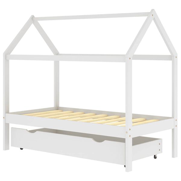 vidaXL Estructura cama niños con cajón madera pino blanco 80x160 cm