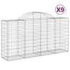 vidaXL Cestas de gaviones 9 uds forma de arco hierro 200x50x100/120 cm