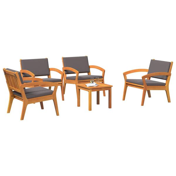 vidaXL Conjunto bistro con coj&iacute;n 5 pcs Marr&oacute;n Poli&eacute;ster