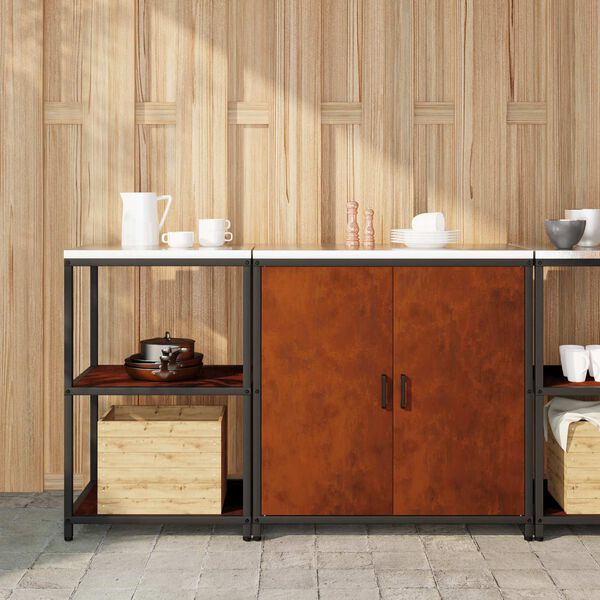 vidaXL Juego de Almacenamiento de Cocina con estante 2 pcs Oxidado