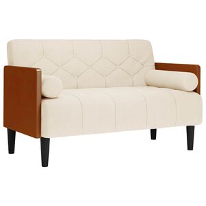 vidaXL Sof&aacute; de dos plazas con cojines cil&iacute;ndricos, 110 cm, lino