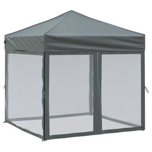 vidaXL Carpa para fiestas plegable con paredes gris antracita 2x2 m