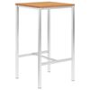 vidaXL Mesa alta de cocina teca maciza y acero inoxidable 60x60x105 cm
